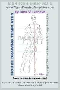 Fashion Figure drawing templates front views in movement 