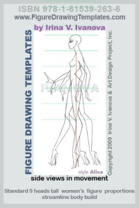 Fashion Figure drawing templates  side views in movement 